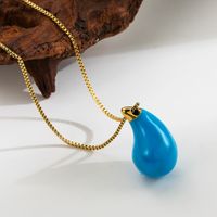 304 Stainless Steel 18K Gold Plated IG Style Vintage Style Enamel Water Droplets Earrings Necklace sku image 5