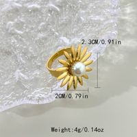 Simple Style Commute Flower Lightning 304 Stainless Steel 14K Gold Plated Pearl Zircon Rings In Bulk sku image 3