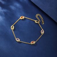 Copper 18K Gold Plated Elegant Shiny Plating Inlay Solid Color Zircon Bracelets main image 2