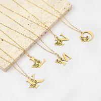 201 Stainless Steel 18K Gold Plated Hip-Hop Plating Letter Butterfly Pendant Necklace main image 3