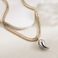 Wholesale Elegant Vintage Style Simple Style Round Water Droplets Heart Shape Copper Plating Three-dimensional Inlay 18K Gold Plated Zircon Pendant Necklace sku image 6