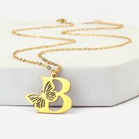201 Stainless Steel 18K Gold Plated Hip-Hop Plating Letter Butterfly Pendant Necklace sku image 2