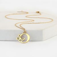 201 Stainless Steel 18K Gold Plated Hip-Hop Plating Letter Butterfly Pendant Necklace sku image 15
