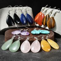 1 Pair Retro Simple Style Water Droplets Plating Natural Stone Silver Plated Drop Earrings main image 4