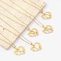 201 Stainless Steel 18K Gold Plated Simple Style Classic Style Plating Letter Heart Shape Pendant Necklace main image 4