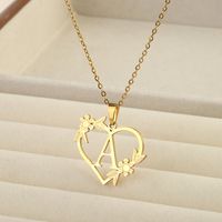 201 Stainless Steel 18K Gold Plated Simple Style Classic Style Plating Letter Heart Shape Pendant Necklace main image 5