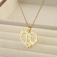 201 Stainless Steel 18K Gold Plated Simple Style Classic Style Plating Letter Heart Shape Pendant Necklace sku image 2