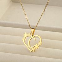 201 Stainless Steel 18K Gold Plated Simple Style Classic Style Plating Letter Heart Shape Pendant Necklace sku image 3