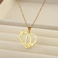 201 Stainless Steel 18K Gold Plated Simple Style Classic Style Plating Letter Heart Shape Pendant Necklace sku image 4