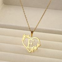 201 Stainless Steel 18K Gold Plated Simple Style Classic Style Plating Letter Heart Shape Pendant Necklace sku image 5