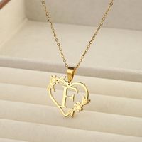 201 Stainless Steel 18K Gold Plated Simple Style Classic Style Plating Letter Heart Shape Pendant Necklace sku image 6