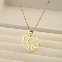 201 Stainless Steel 18K Gold Plated Simple Style Classic Style Plating Letter Heart Shape Pendant Necklace sku image 7