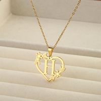 201 Stainless Steel 18K Gold Plated Simple Style Classic Style Plating Letter Heart Shape Pendant Necklace sku image 8