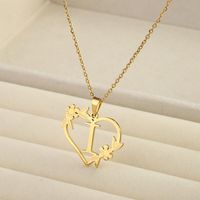 201 Stainless Steel 18K Gold Plated Simple Style Classic Style Plating Letter Heart Shape Pendant Necklace sku image 9