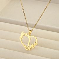 201 Stainless Steel 18K Gold Plated Simple Style Classic Style Plating Letter Heart Shape Pendant Necklace sku image 10