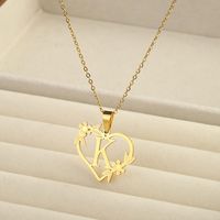 201 Stainless Steel 18K Gold Plated Simple Style Classic Style Plating Letter Heart Shape Pendant Necklace sku image 11