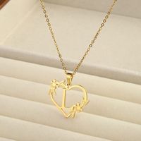 201 Stainless Steel 18K Gold Plated Simple Style Classic Style Plating Letter Heart Shape Pendant Necklace sku image 12