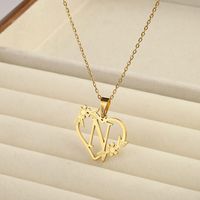 201 Stainless Steel 18K Gold Plated Simple Style Classic Style Plating Letter Heart Shape Pendant Necklace sku image 14