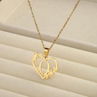 201 Stainless Steel 18K Gold Plated Simple Style Classic Style Plating Letter Heart Shape Pendant Necklace sku image 15