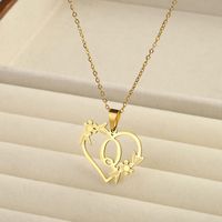 201 Stainless Steel 18K Gold Plated Simple Style Classic Style Plating Letter Heart Shape Pendant Necklace sku image 17