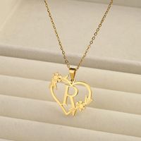 201 Stainless Steel 18K Gold Plated Simple Style Classic Style Plating Letter Heart Shape Pendant Necklace sku image 18