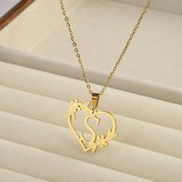 201 Stainless Steel 18K Gold Plated Simple Style Classic Style Plating Letter Heart Shape Pendant Necklace sku image 19
