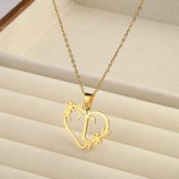 201 Stainless Steel 18K Gold Plated Simple Style Classic Style Plating Letter Heart Shape Pendant Necklace sku image 20