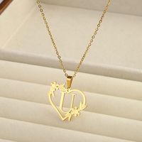 201 Stainless Steel 18K Gold Plated Simple Style Classic Style Plating Letter Heart Shape Pendant Necklace sku image 21