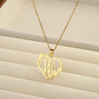 201 Stainless Steel 18K Gold Plated Simple Style Classic Style Plating Letter Heart Shape Pendant Necklace sku image 23
