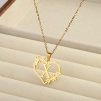201 Stainless Steel 18K Gold Plated Simple Style Classic Style Plating Letter Heart Shape Pendant Necklace sku image 24