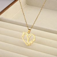 201 Stainless Steel 18K Gold Plated Simple Style Classic Style Plating Letter Heart Shape Pendant Necklace sku image 25