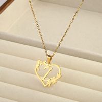 201 Stainless Steel 18K Gold Plated Simple Style Classic Style Plating Letter Heart Shape Pendant Necklace sku image 26
