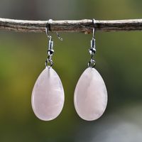 1 Pair Retro Simple Style Water Droplets Plating Natural Stone Silver Plated Drop Earrings sku image 5