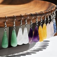1 Pair Retro Water Droplets Plating Alloy Natural Stone Silver Plated Drop Earrings main image 1
