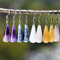 1 Pair Retro Water Droplets Plating Alloy Natural Stone Silver Plated Drop Earrings main image 3