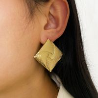 1 Pair Retro Simple Style Geometric Plating Copper 18K Gold Plated Ear Studs main image 2