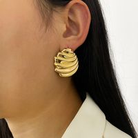 1 Pair Retro Simple Style Geometric Plating Copper 18K Gold Plated Ear Studs main image 3