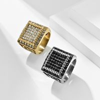 Hip-Hop Retro Spot 304 Stainless Steel Plating Inlay Rhinestones 18K Gold Plated Men's Rings main image 1