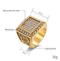 Hip-Hop Retro Spot 304 Stainless Steel Plating Inlay Rhinestones 18K Gold Plated Men's Rings main image 4