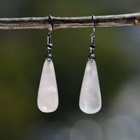 1 Pair Retro Water Droplets Plating Alloy Natural Stone Silver Plated Drop Earrings sku image 1