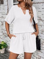 Home Outdoor Women's Simple Style Solid Color Cotton Shorts Sets Shorts Sets main image 5