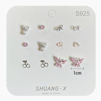 1 Pair Sweet Simple Style Heart Shape Flower Butterfly Alloy Zircon Ear Studs main image 2