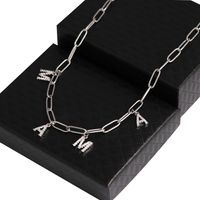 304 Stainless Steel Copper White Gold Plated Elegant MAMA Simple Style Inlay Letter Zircon Bracelets main image 10