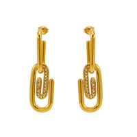 1 Pair Simple Style Solid Color Classic Style Paper Clip Plating 304 Stainless Steel 18K Gold Plated Drop Earrings main image 5
