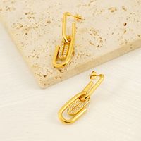 1 Pair Simple Style Solid Color Classic Style Paper Clip Plating 304 Stainless Steel 18K Gold Plated Drop Earrings main image 4