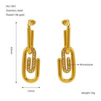 1 Pair Simple Style Solid Color Classic Style Paper Clip Plating 304 Stainless Steel 18K Gold Plated Drop Earrings sku image 1