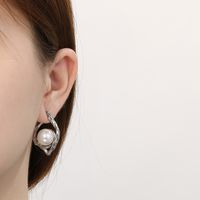 1 Pair Simple Style Geometric Plating 304 Stainless Steel 贝壳珠 18K Gold Plated Ear Studs main image 6