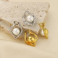 1 Pair Simple Style Geometric Plating 304 Stainless Steel Imitation Pearl 18K Gold Plated Ear Studs main image 8