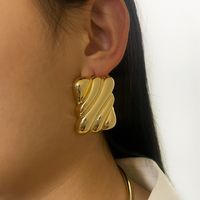 1 Pair Retro Simple Style Geometric Plating Copper 18K Gold Plated Ear Studs sku image 3