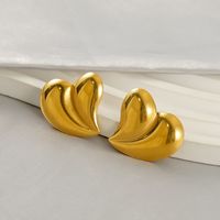 1 Piece Simple Style Classic Style Round Heart Shape Plating 304 Stainless Steel 18K Gold Plated Ear Studs main image 1